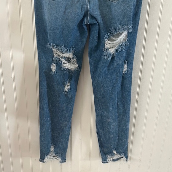 American Eagle Distressed Stretch Blue Mom Jeans sz 6 - Picture 11 of 14